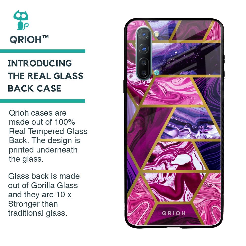 Electroplated Geometric Marble Glass Case for Oppo Reno 3