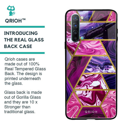 Electroplated Geometric Marble Glass Case for Oppo Reno 3