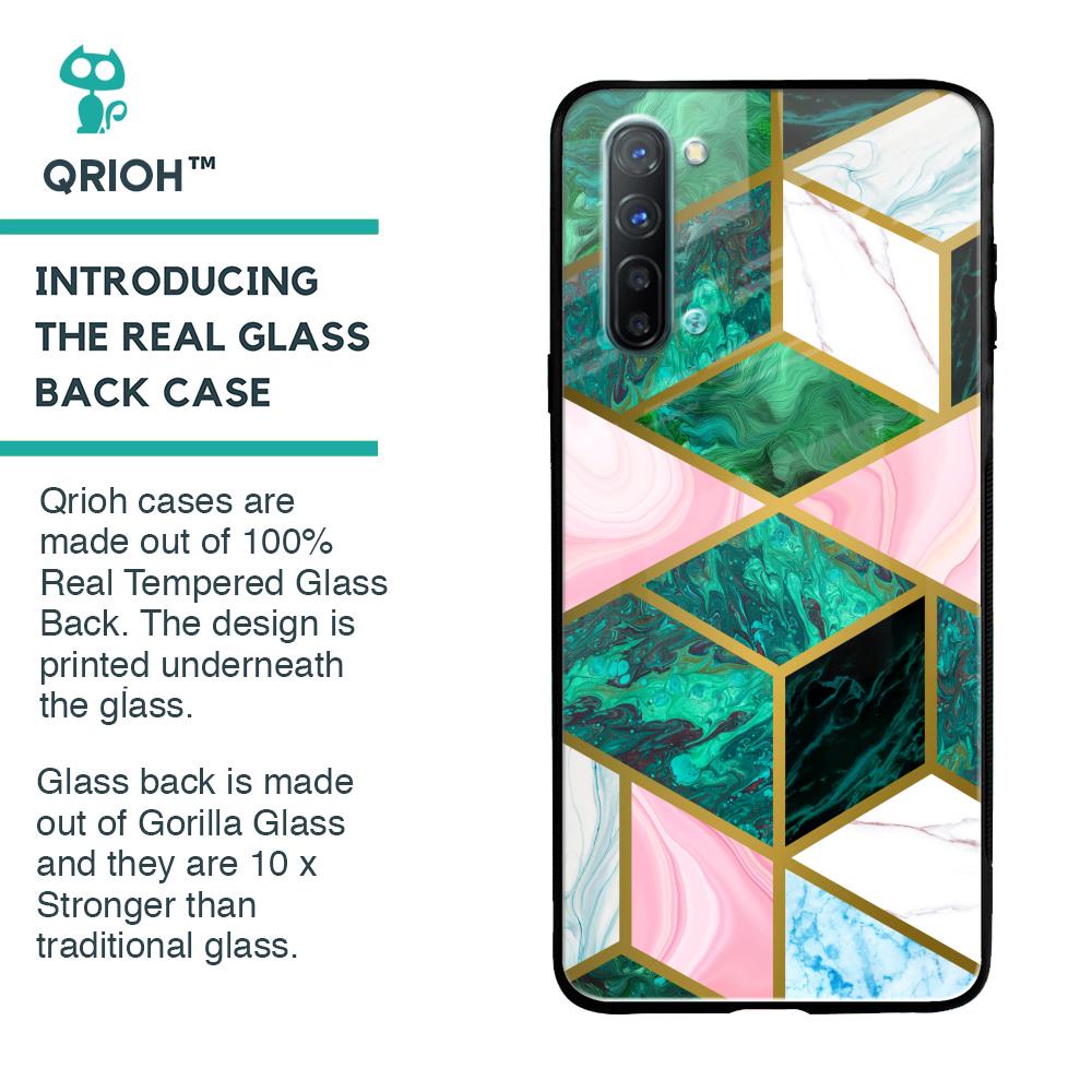 Seamless Green Marble Glass Case for Oppo Reno 3