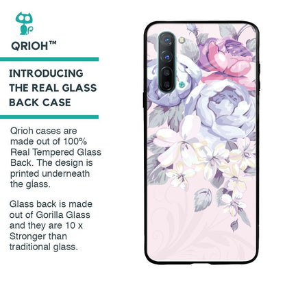 Elegant Floral Glass case for Oppo Reno 3