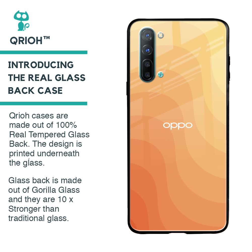 Orange Curve Pattern Glass Case for Oppo Reno 3