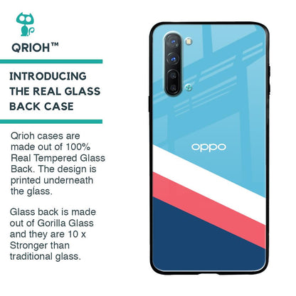 Pink & White Stripes Glass Case For Oppo Reno 3