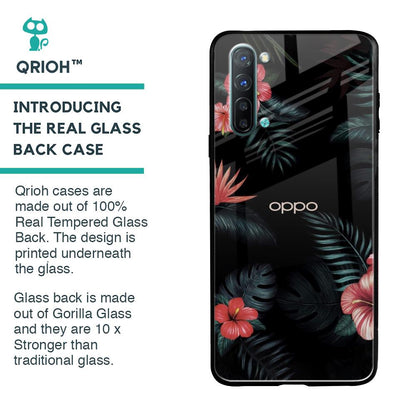 Tropical Art Flower Glass Case for Oppo Reno 3