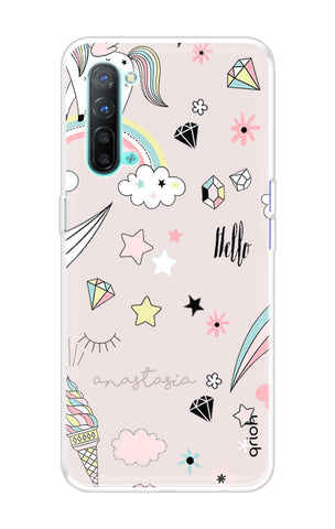 Unicorn Doodle Oppo Reno 3 Back Cover