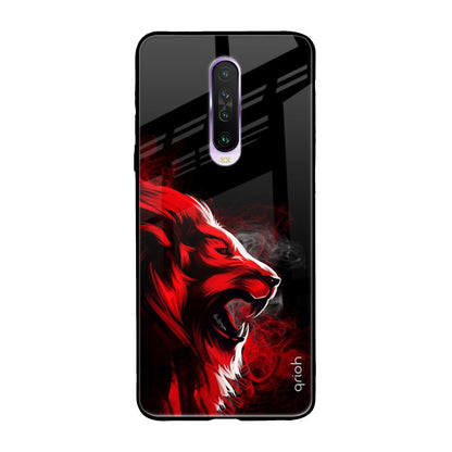 Red Angry Lion Poco X2 Glass Back Cover Online