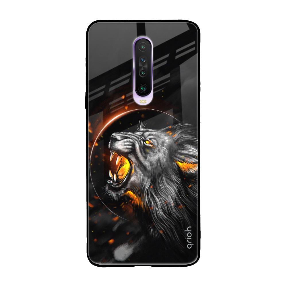 Aggressive Lion Poco X2 Glass Back Cover Online
