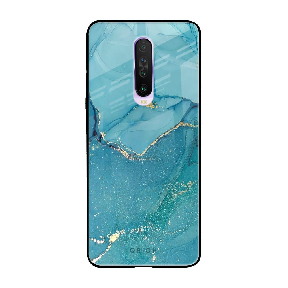 Blue Golden Glitter Poco X2 Glass Back Cover Online