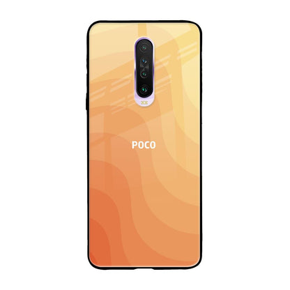 Orange Curve Pattern Poco X2 Glass Back Cover Online