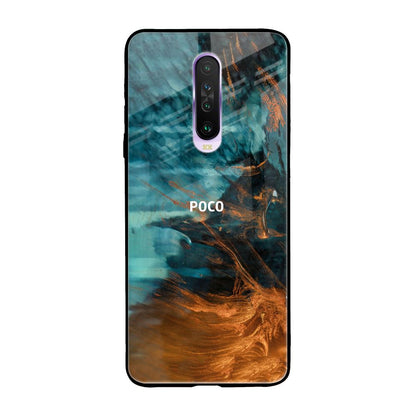 Golden Splash Poco X2 Glass Back Cover Online