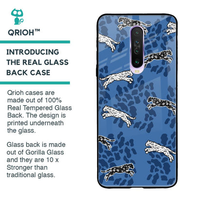 Blue Cheetah Glass Case for Poco X2