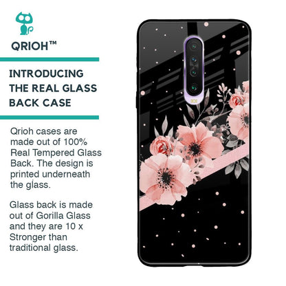Floral Black Band Glass Case For Poco X2