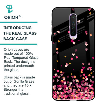 Heart Rain Fall Glass Case For Poco X2