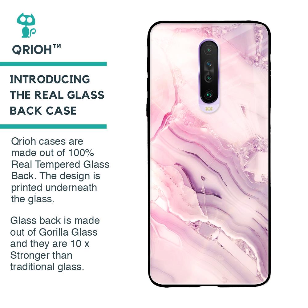 Diamond Pink Gradient Glass Case For Poco X2
