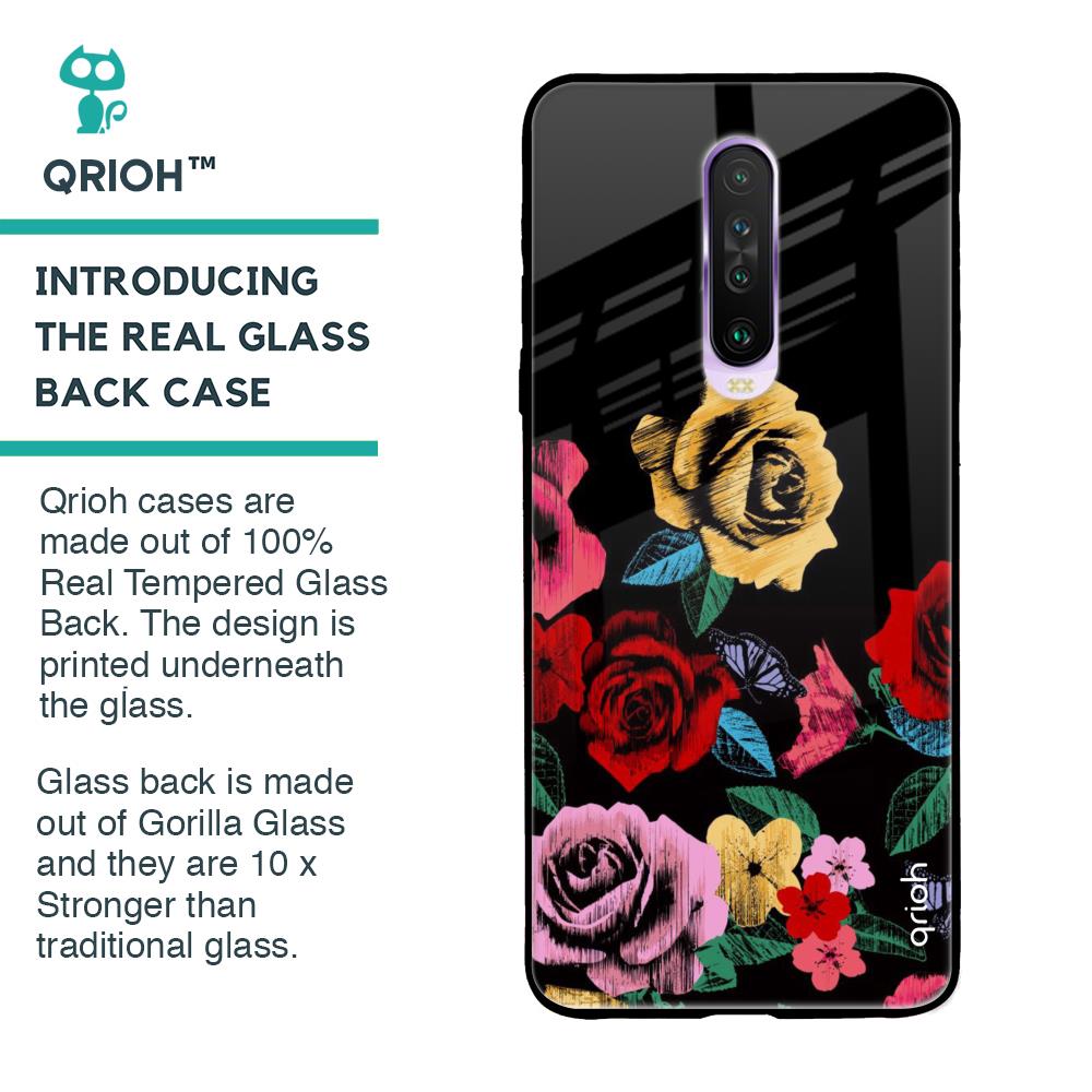Floral Decorative Glass Case For Poco X2