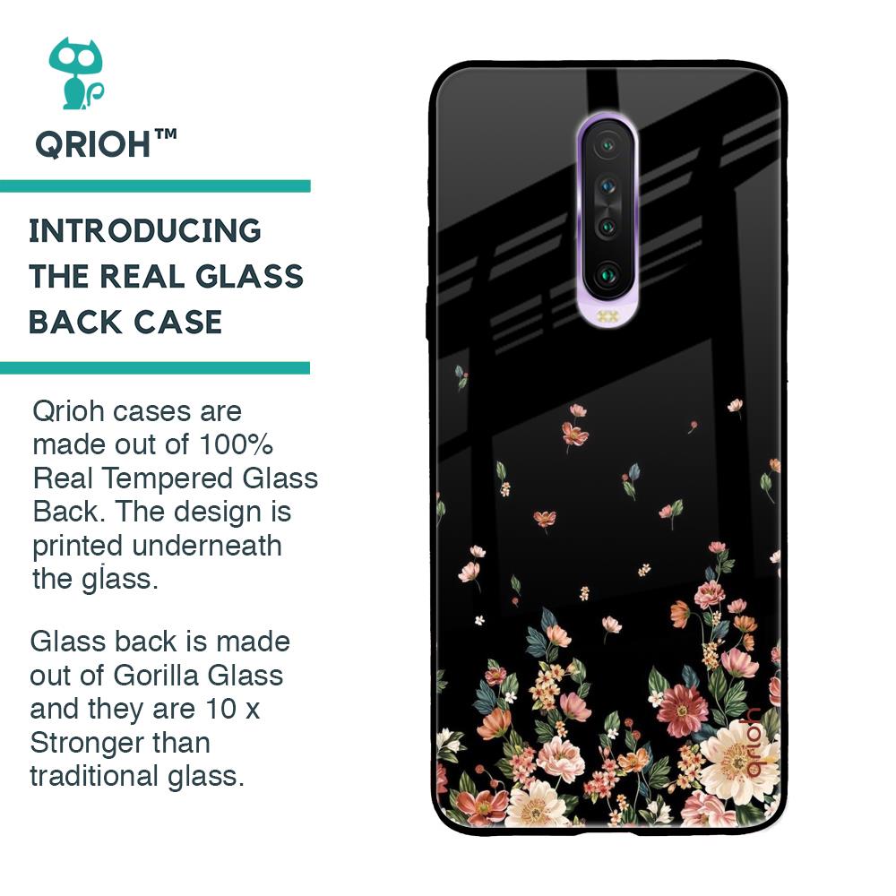 Floating Floral Print Glass Case for Poco X2