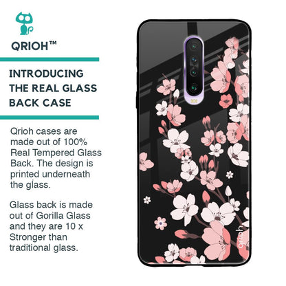 Black Cherry Blossom Glass Case for Poco X2