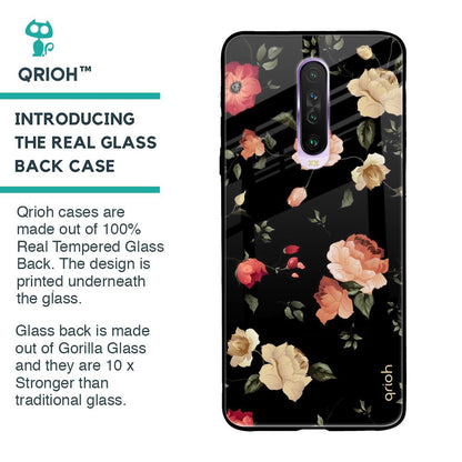 Black Spring Floral Glass Case for Poco X2