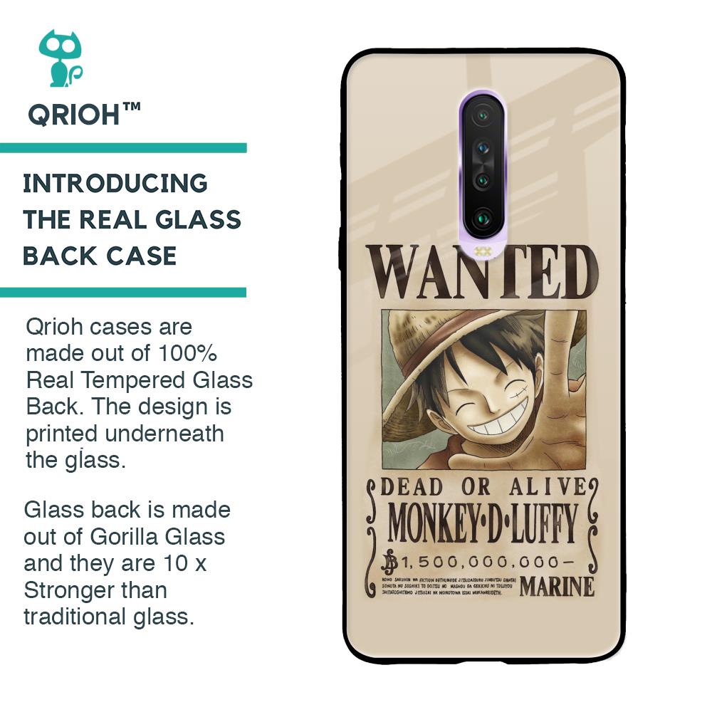 Luffy Wanted Glass Case for Poco X2