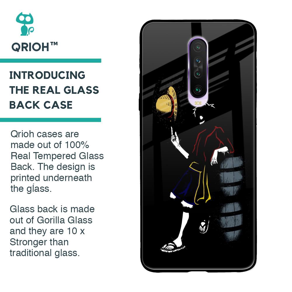 Luffy Line Art Glass Case for Poco X2