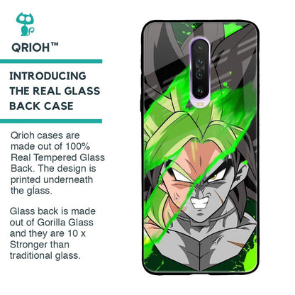 Anime Green Splash Glass Case for Poco X2