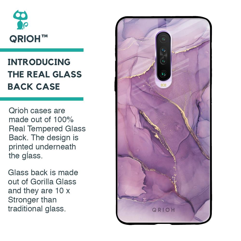 Purple Gold Marble Glass Case for Poco X2