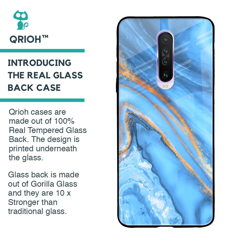 Vibrant Blue Marble Glass Case for Poco X2