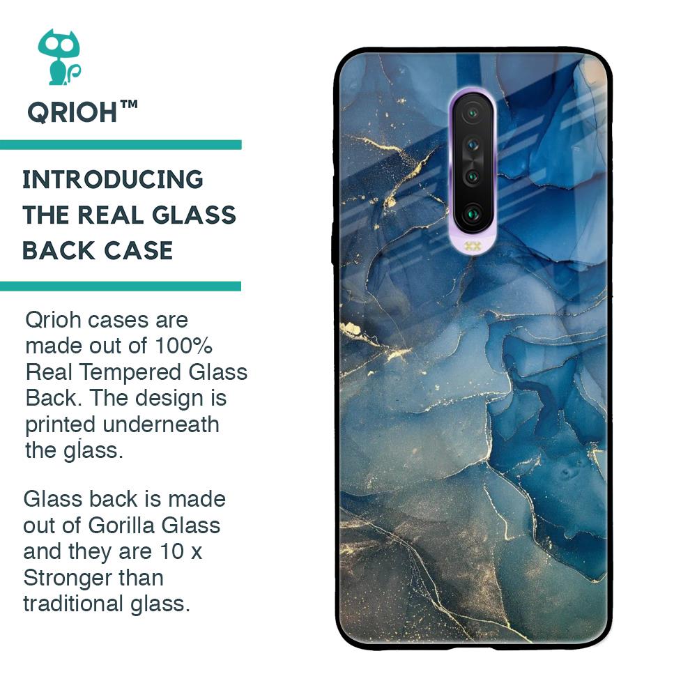 Blue Cool Marble Glass Case for Poco X2