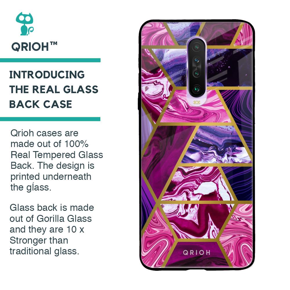Electroplated Geometric Marble Glass Case for Poco X2