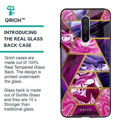 Electroplated Geometric Marble Glass Case for Poco X2