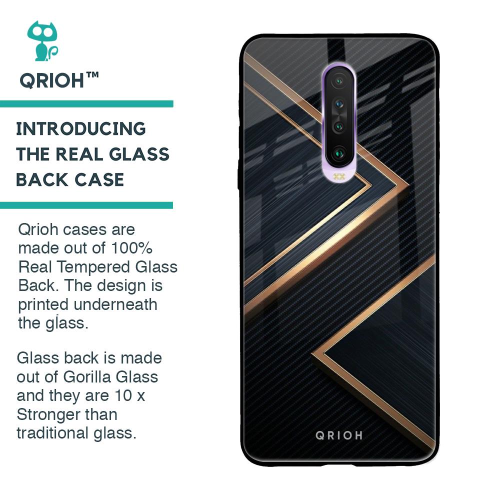 Sleek Golden & Navy Glass Case for Poco X2