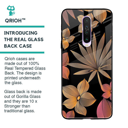 Lines Pattern Flowers Glass Case for Poco X2