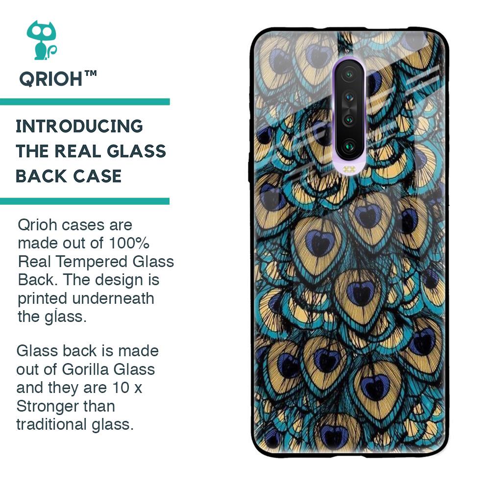 Peacock Feathers Glass case for Poco X2