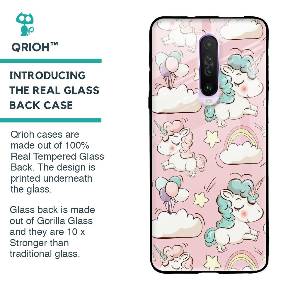 Balloon Unicorn Glass case for Poco X2