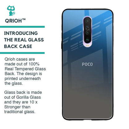 Blue Grey Ombre Glass Case for Poco X2