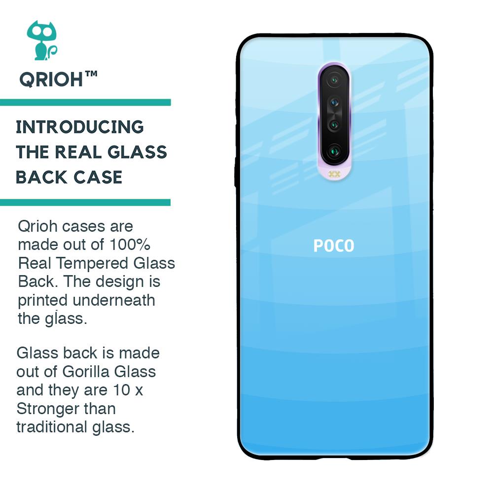 Wavy Blue Pattern Glass Case for Poco X2