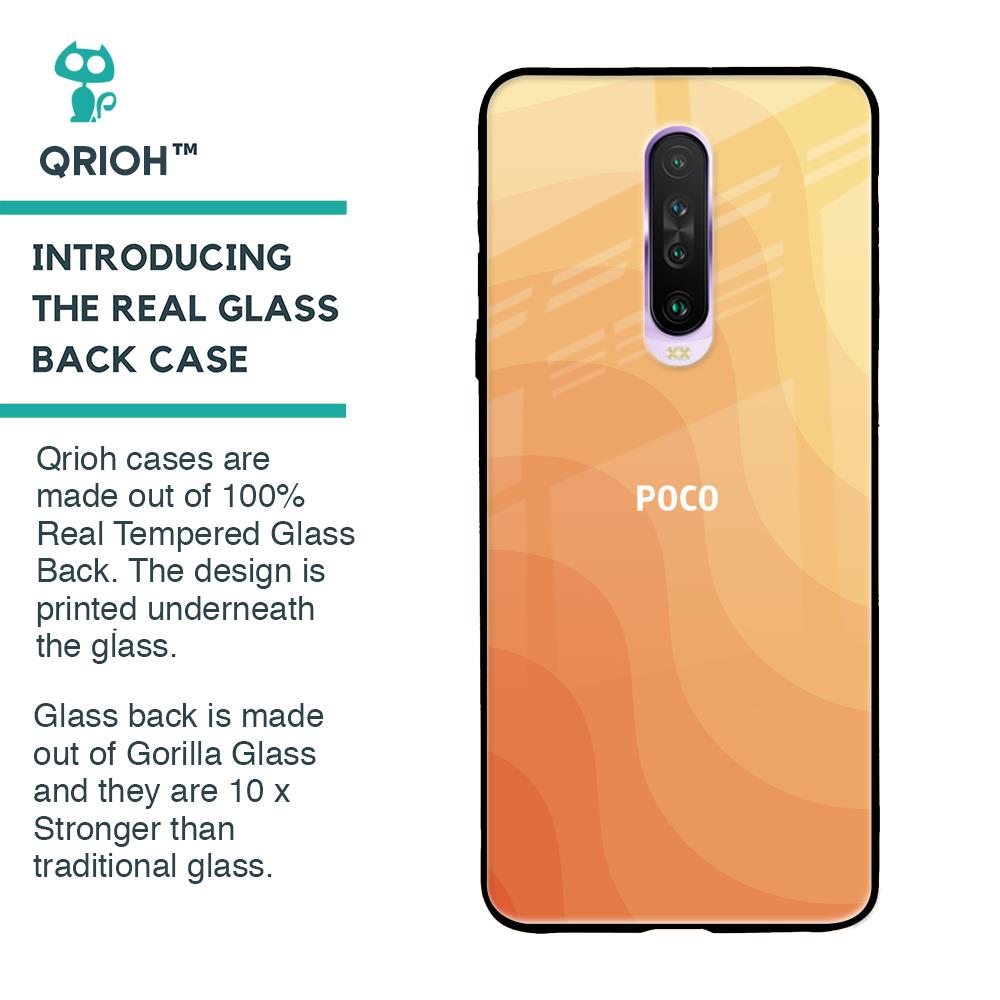 Orange Curve Pattern Glass Case for Poco X2