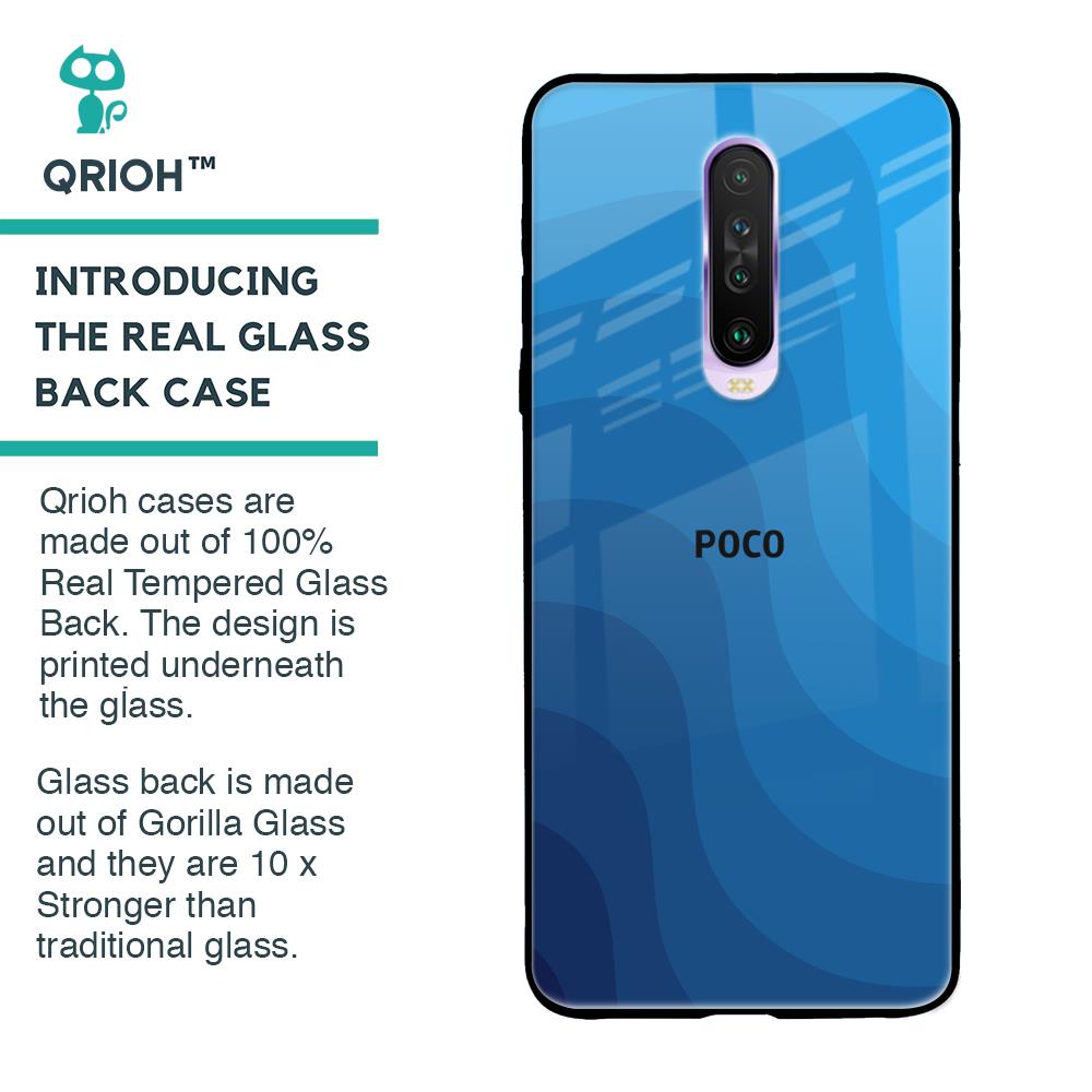 Blue Wave Abstract Glass Case for Poco X2
