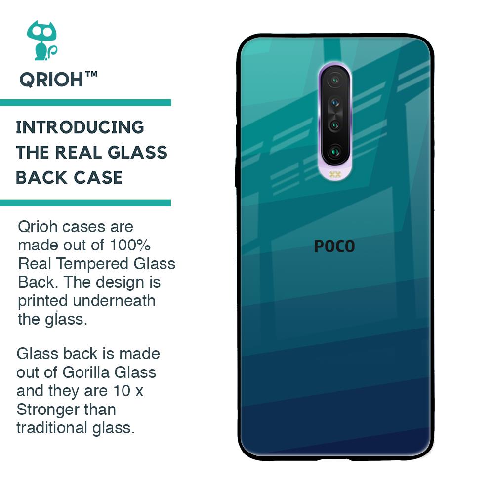 Green Triangle Pattern Glass Case for Poco X2