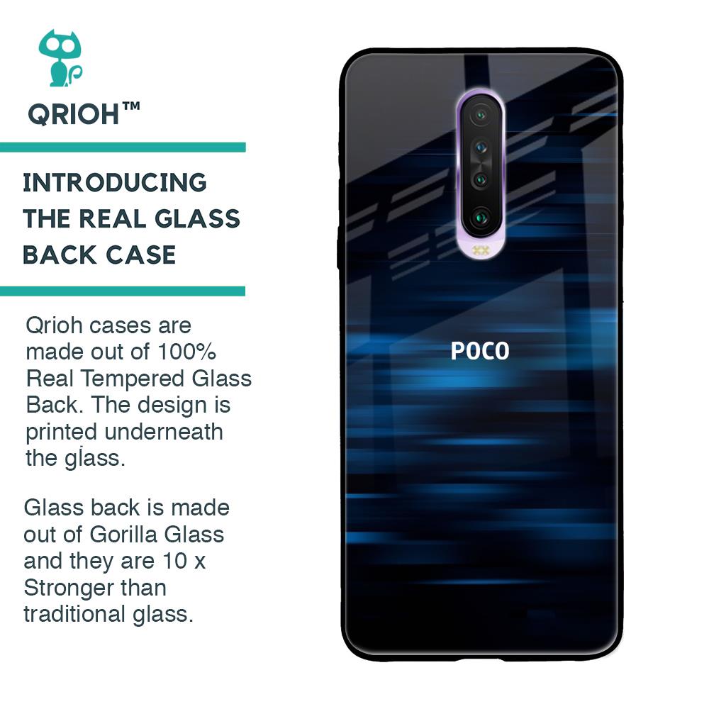Blue Rough Abstract Glass Case for Poco X2