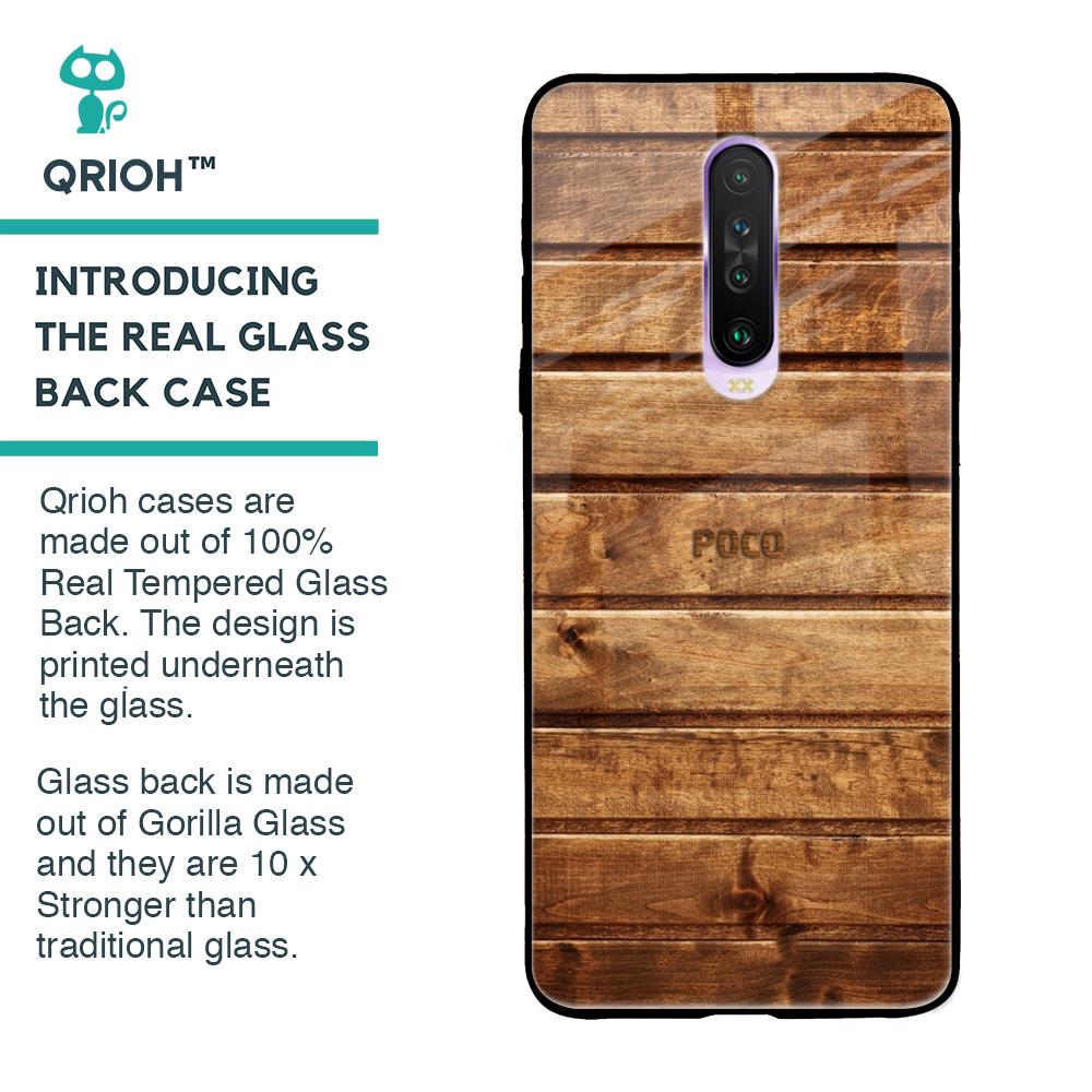 Wooden Planks Glass Case for Poco X2