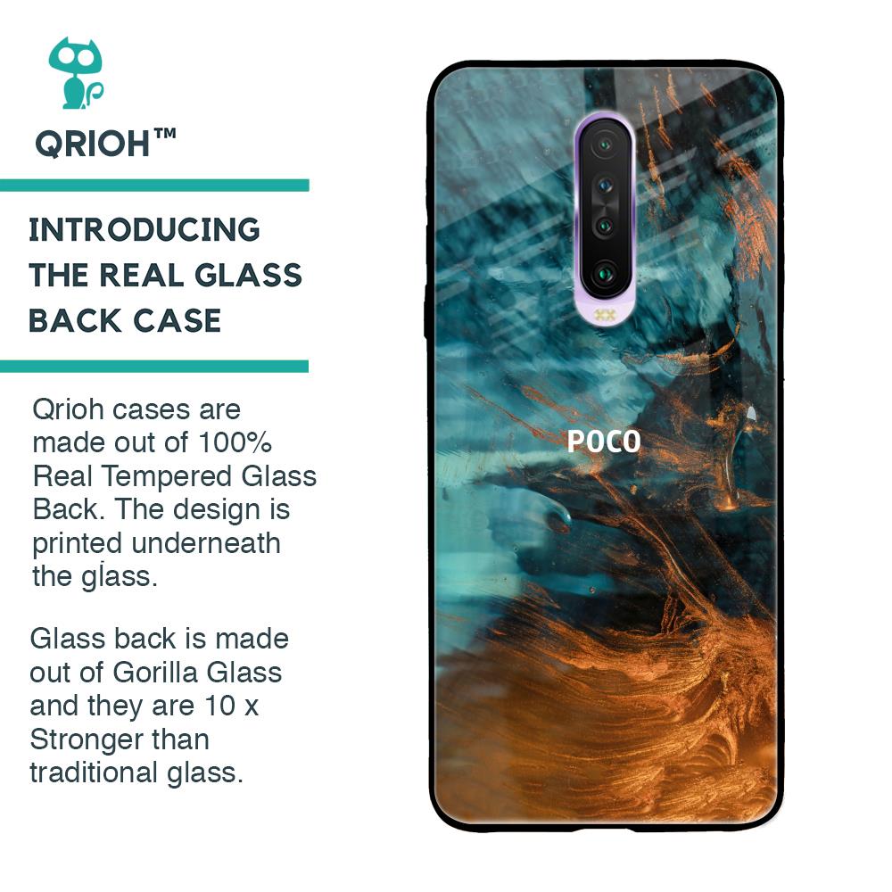 Golden Splash Glass Case for Poco X2
