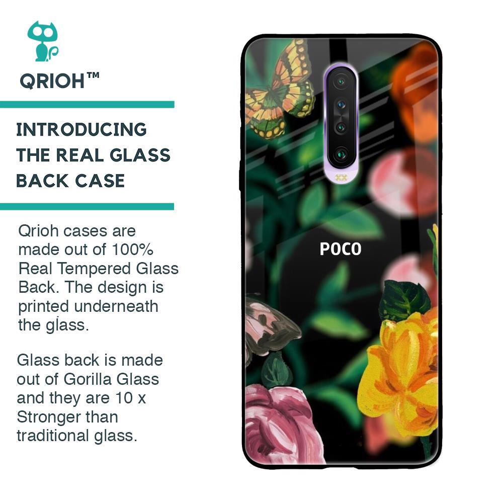 Flowers & Butterfly Glass Case for Poco X2
