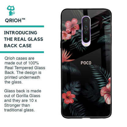 Tropical Art Flower Glass Case for Poco X2