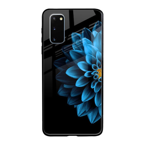 Half Blue Flower Samsung Galaxy S20 Glass Back Cover Online