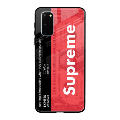 Supreme Ticket Samsung Galaxy S20 Glass Back Cover Online