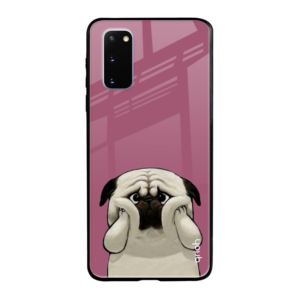 Funny Pug Face Samsung Galaxy S20 Glass Back Cover Online
