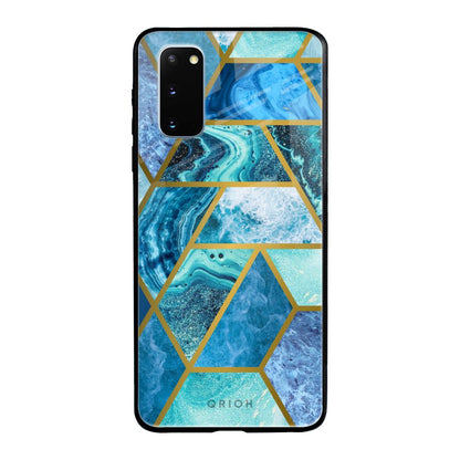 Turquoise Geometrical Marble Samsung Galaxy S20 Glass Back Cover Online