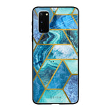 Turquoise Geometrical Marble Samsung Galaxy S20 Glass Back Cover Online