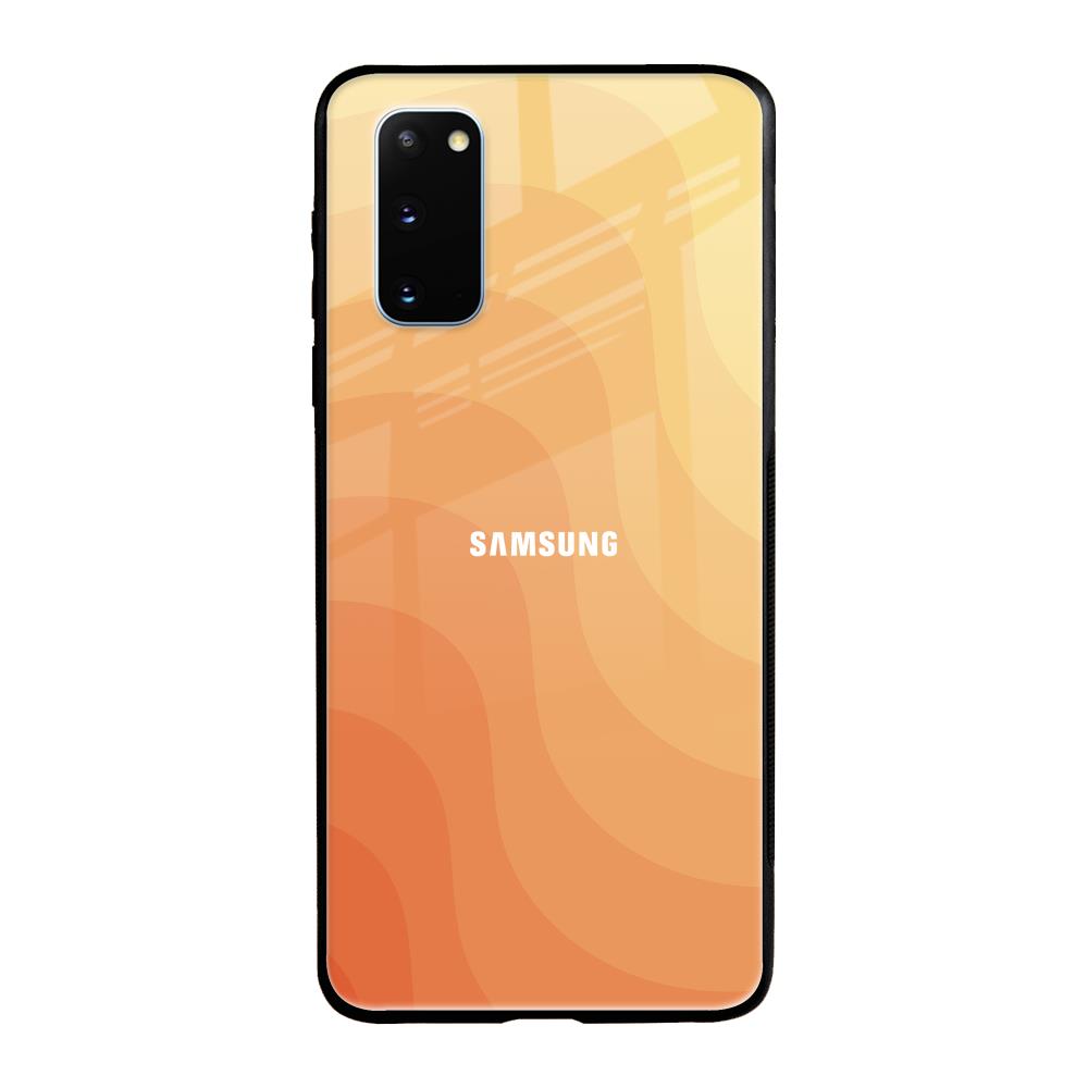 Orange Curve Pattern Samsung Galaxy S20 Glass Back Cover Online