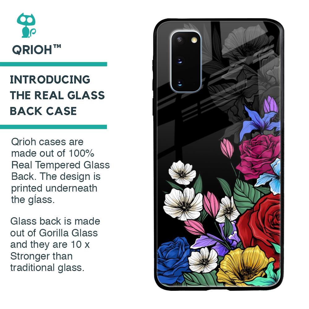 Rose Flower Bunch Art Glass Case for Samsung Galaxy S20